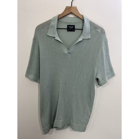 Johnny Collar Knitted Polo Tee L Camp Resort Rockabilly Elvis Luxury Old Money - Picture 1 of 15